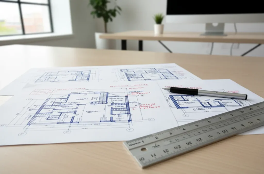Detailed architectural drawing set for post frame permit