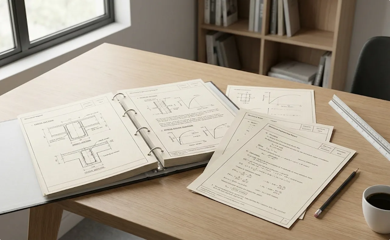 Engineer reviewing technical drawings with client
