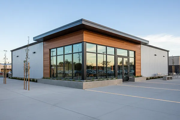 Retail building with post frame construction method