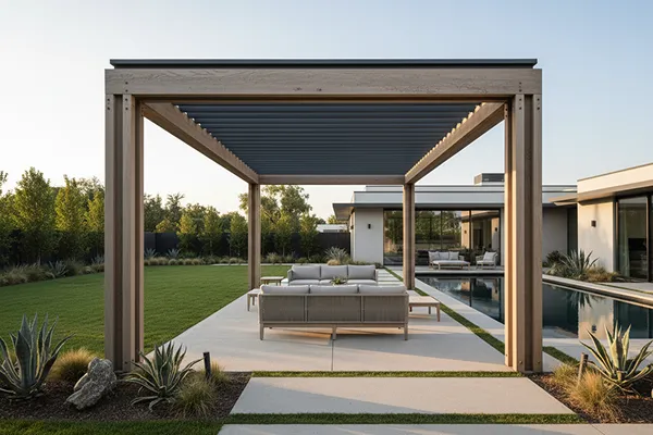 Engineered shade structure for outdoor living space